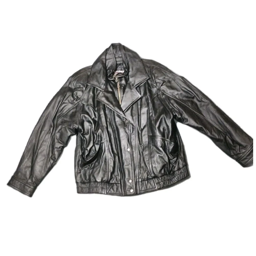 Wilson Leather Jacket Large Heavy Duty Bomber Jacket